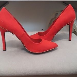 Red suede heels